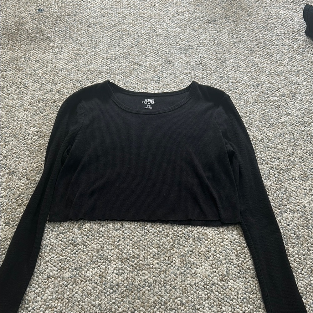 Urban Outfitters Black Long Sleeve Crop Top
